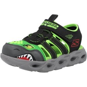 Skechers Skech-Saurus Thermo-Flash Kids Black Light-Up Sport Sandal Dinosaur